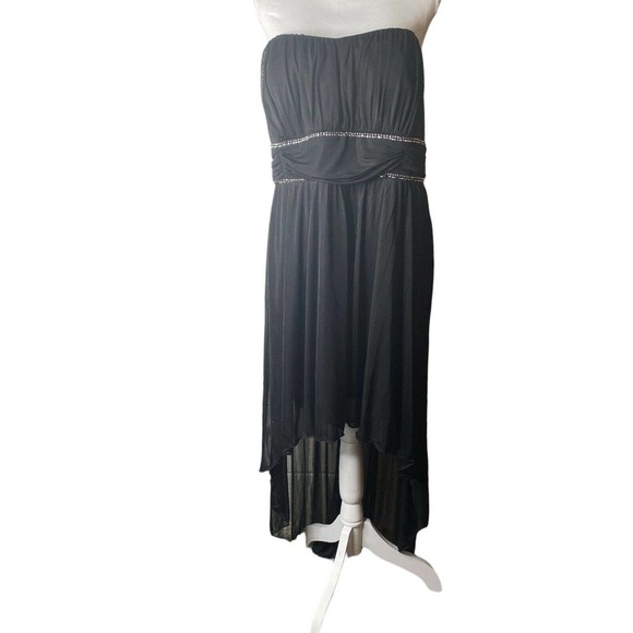 Pompous Girly Womens Sz 18W Black Cocktail Party Dress Sequin Chiffon High Low - Picture 1 of 10